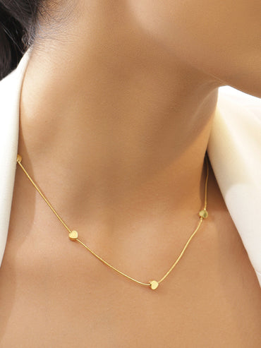 Gold Toned Necklace With Heart Beads