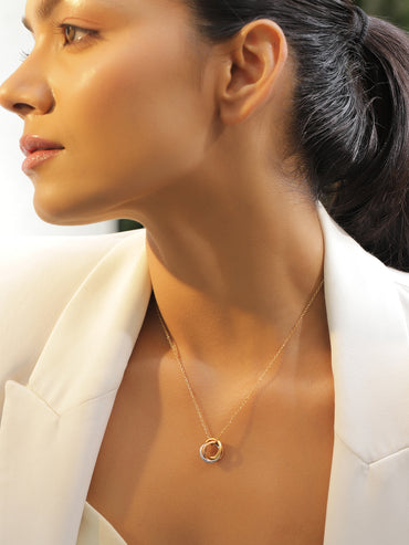 Silver & Gold Interlocked Rings Pendant
