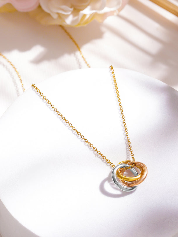 Silver & Gold Interlocked Rings Pendant