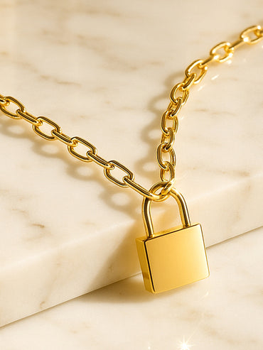 Gold Toned Lock Pendant