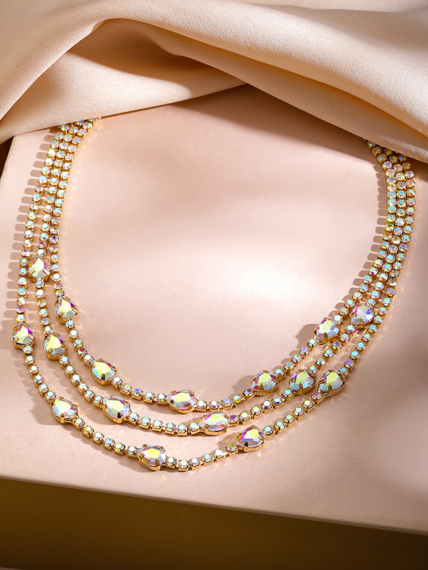 Sparkly American Diamond Zirconia & Crystal Studded Necklace