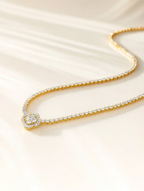 Minimal Gold Plated American Diamond Zirconia Studded Necklace