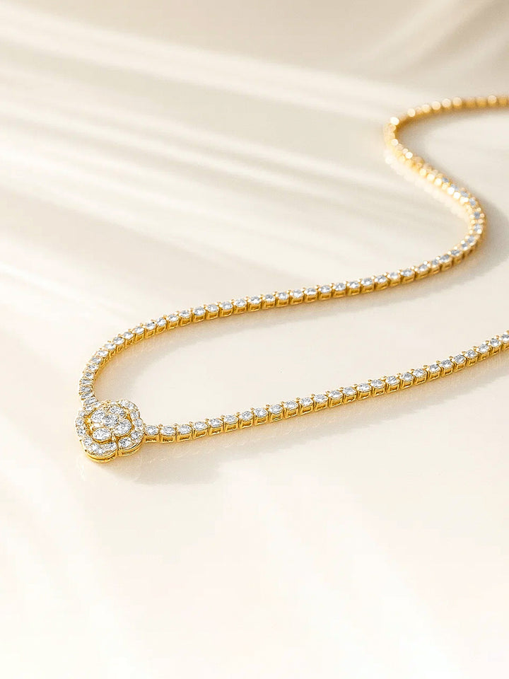 Minimal Gold Plated American Diamond Zirconia Studded Necklace