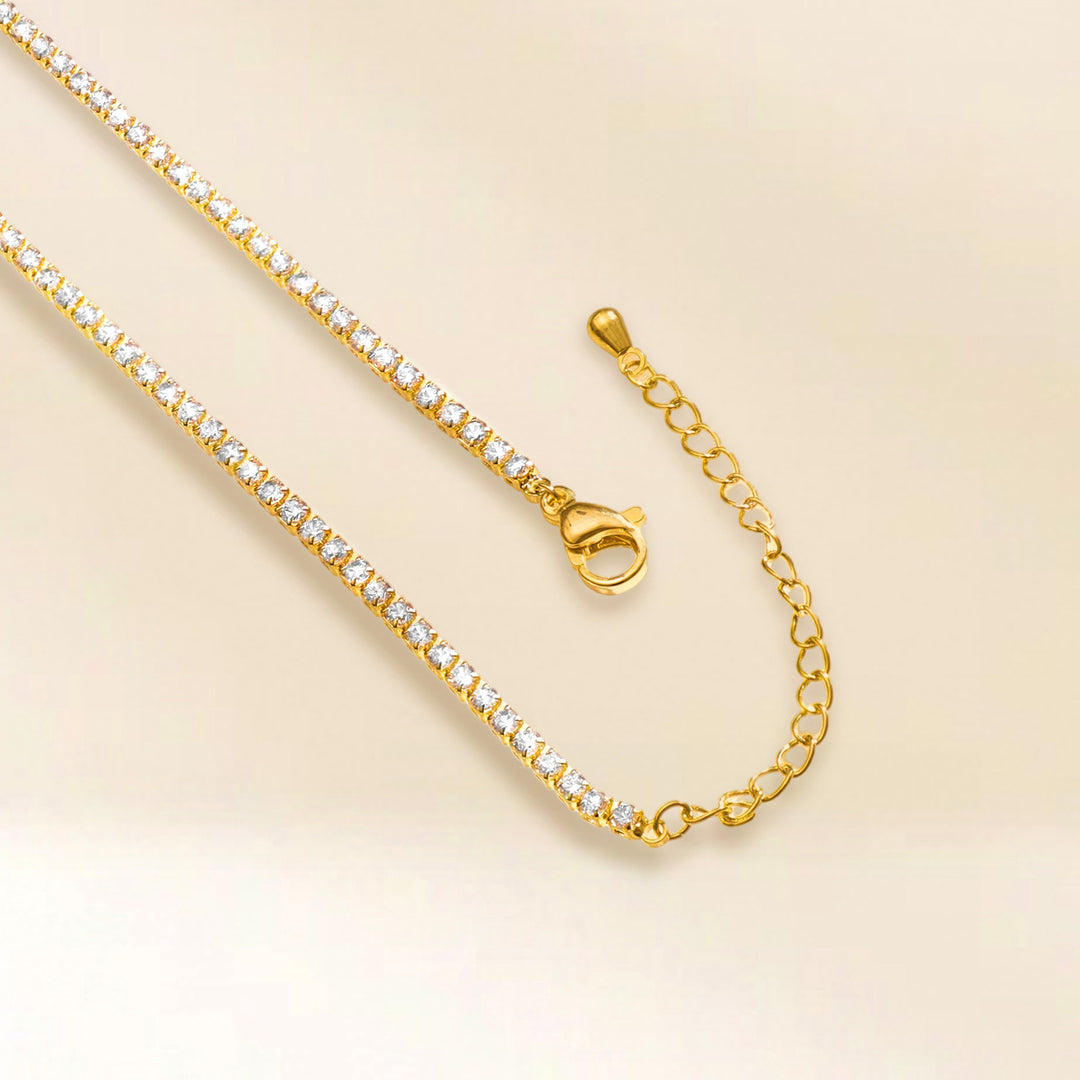 Minimal Gold Plated American Diamond Zirconia Studded Necklace