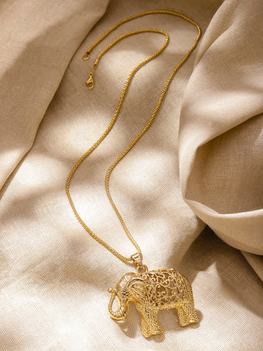 Gold Toned Elephant Motif Pendant