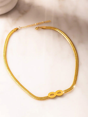 Gold Toned Infinity Snake Chain Necklace