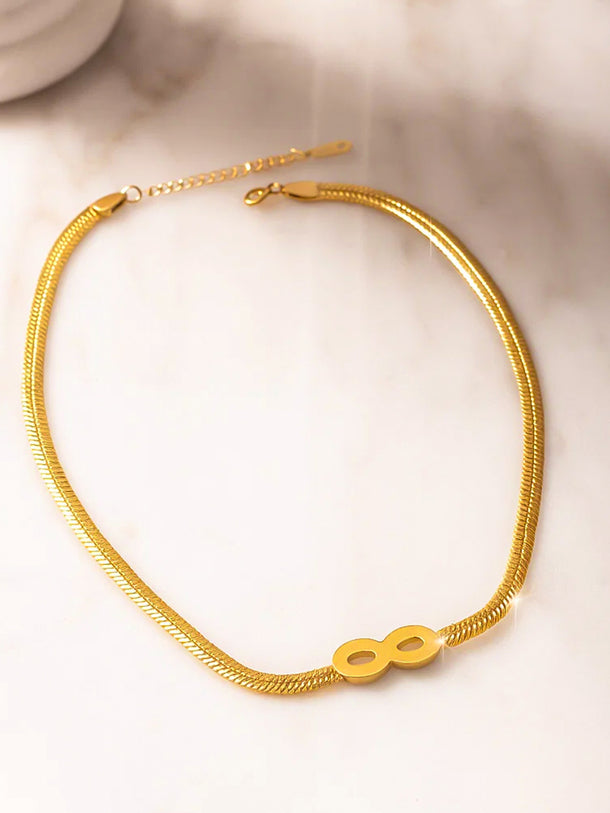 Gold Toned Infinity Snake Chain Necklace