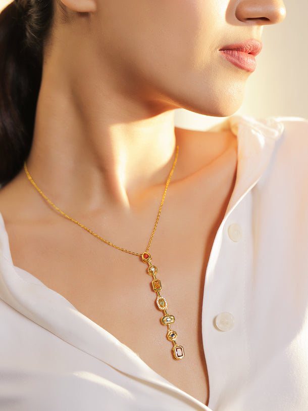 Multicolor Gold Toned Crystal Necklace