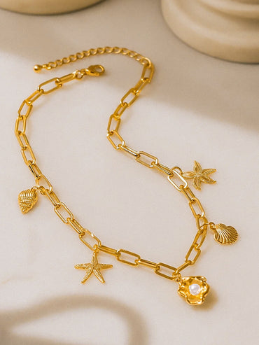 Gold-Toned Shell Charm Necklace
