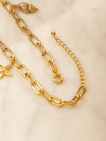 Gold-Toned Shell Charm Necklace