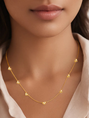 Demi Fine 18K Gold Plated Mini Heart Charm Crystal Necklace | Anti Tarnish
