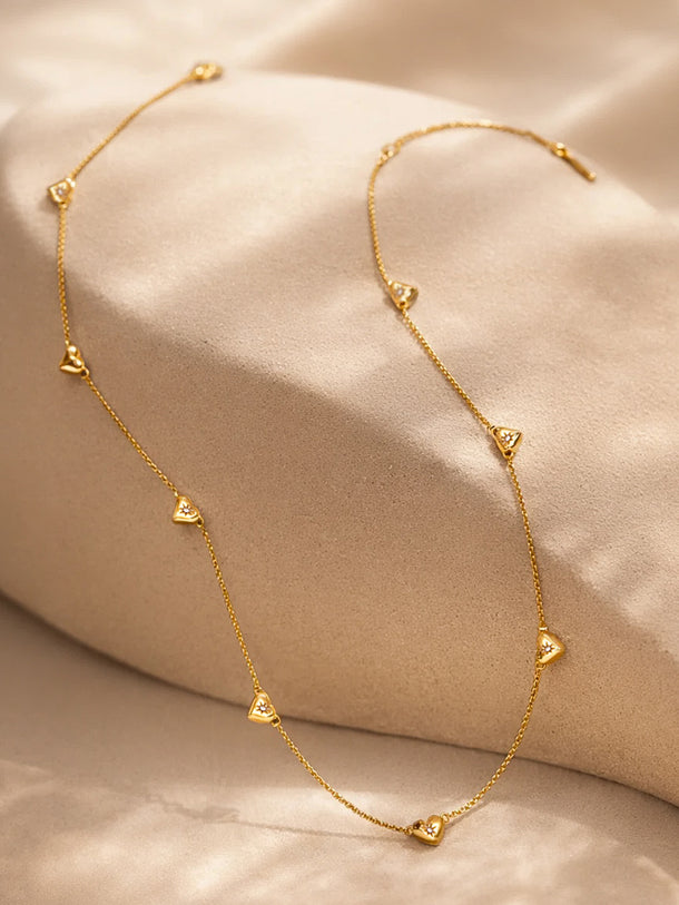 Demi Fine 18K Gold Plated Mini Heart Charm Crystal Necklace | Anti Tarnish