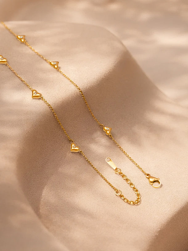 Demi Fine 18K Gold Plated Mini Heart Charm Crystal Necklace | Anti Tarnish