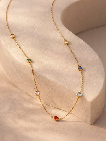 Demi Fine 18K Gold Plated Multi-Zircon Charm Chain Necklace | Anti Tarnish