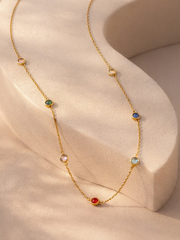 Demi Fine 18K Gold Plated Multi-Zircon Charm Chain Necklace | Anti Tarnish