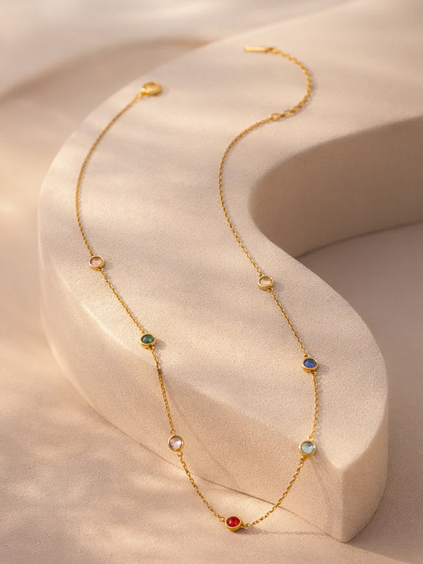 Demi Fine 18K Gold Plated Multi-Zircon Charm Chain Necklace | Anti Tarnish