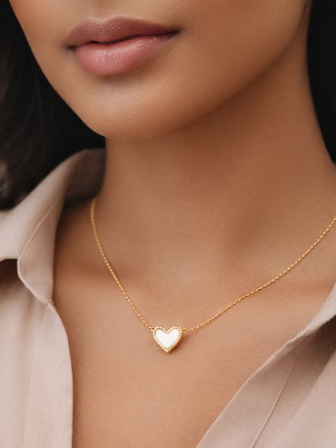Demi Fine 18K Gold Plated Enamel Heart Pendant Chain Necklace | Anti Tarnish