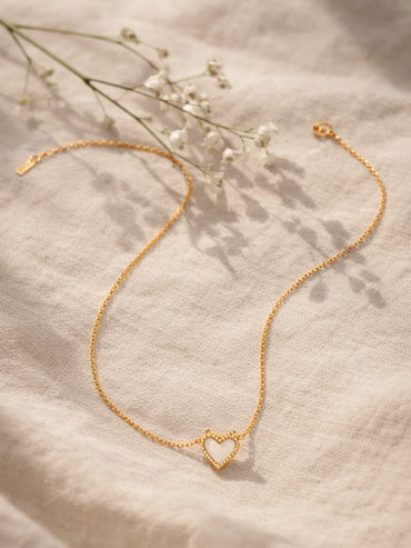 Demi Fine 18K Gold Plated Enamel Heart Pendant Chain Necklace | Anti Tarnish