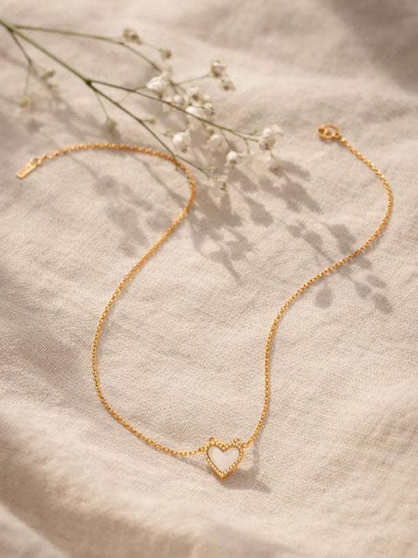 Demi Fine 18K Gold Plated Enamel Heart Pendant Chain Necklace | Anti Tarnish