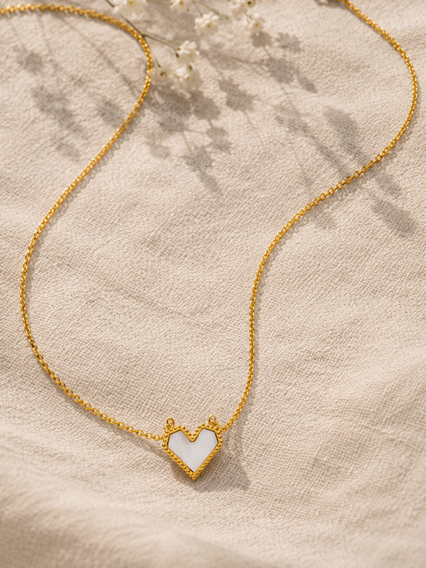 Demifine 18K Gold Plated Stainless steel Enamel Heart Pendant Chain Necklace