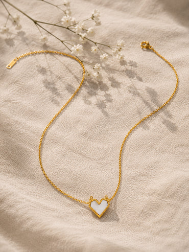 Demifine 18K Gold Plated Stainless steel Enamel Heart Pendant Chain Necklace