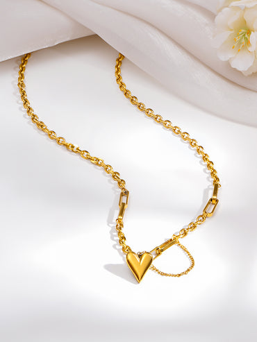 Demi Fine 18K Gold Plated Curb Chain Heart Pendant Necklace | Anti Tarnish