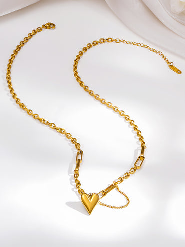 Demi Fine 18K Gold Plated Curb Chain Heart Pendant Necklace | Anti Tarnish