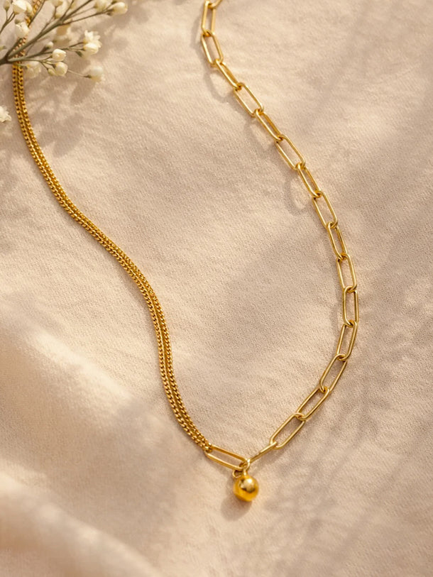 Demi Fine 18K Gold Plated Paperclip Chain Ball Pendant Necklace | Anti Tarnish