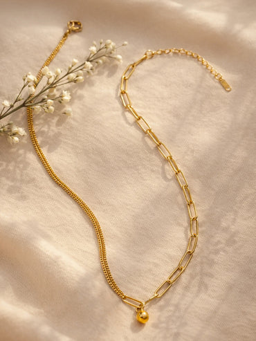 Demi Fine 18K Gold Plated Paperclip Chain Ball Pendant Necklace | Anti Tarnish