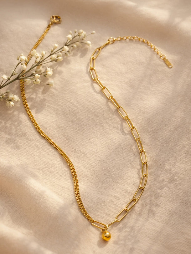 Demi Fine 18K Gold Plated Paperclip Chain Ball Pendant Necklace | Anti Tarnish