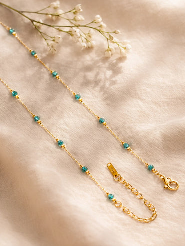 Demi Fine 18K Gold Plated Green Beaded Chain Shell Necklace | Anti Tarnish