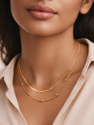 Demi Fine 18K Gold Plated Layered Snake Chain Necklace | Anti Tarnish