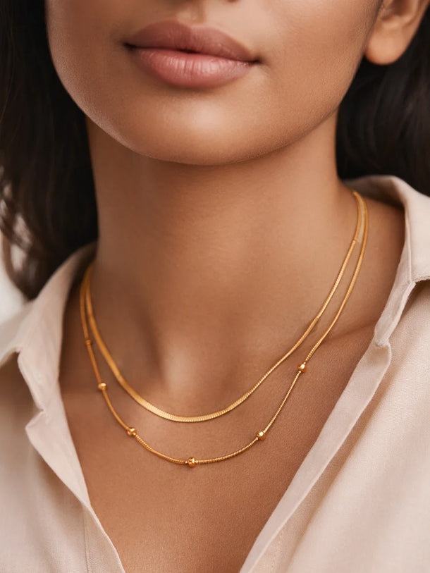 Demi Fine 18K Gold Plated Layered Snake Chain Necklace | Anti Tarnish