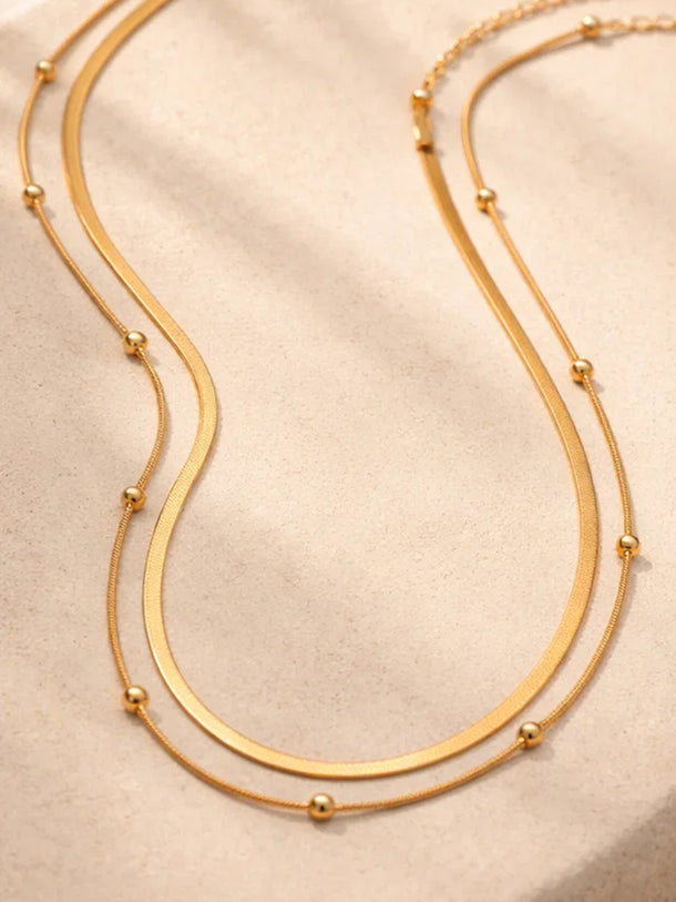 Demi Fine 18K Gold Plated Layered Snake Chain Necklace | Anti Tarnish