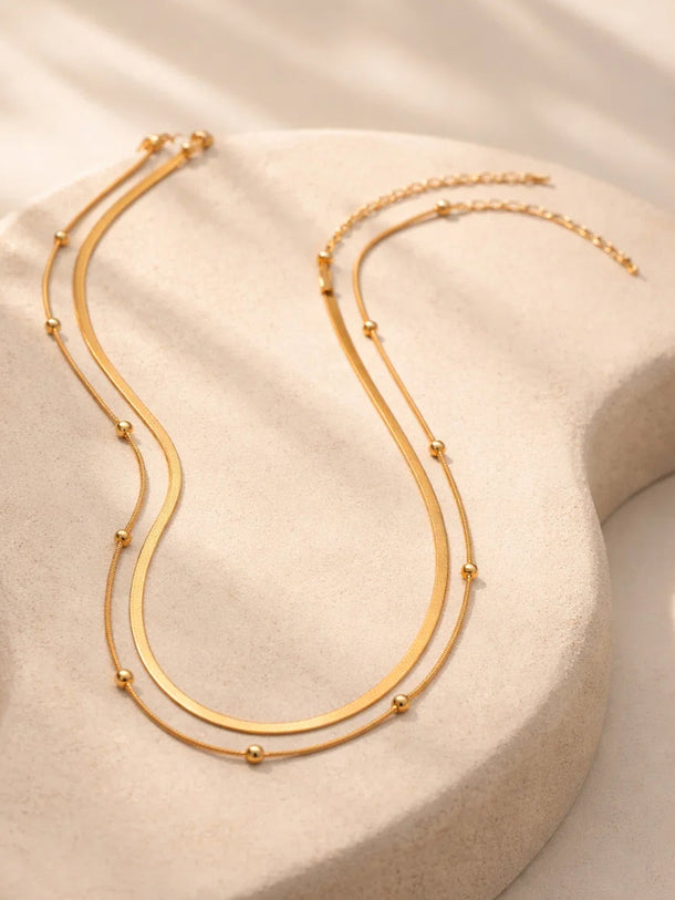 Demi Fine 18K Gold Plated Layered Snake Chain Necklace | Anti Tarnish