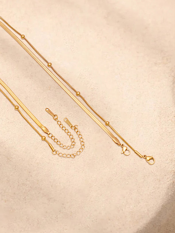 Demi Fine 18K Gold Plated Layered Snake Chain Necklace | Anti Tarnish