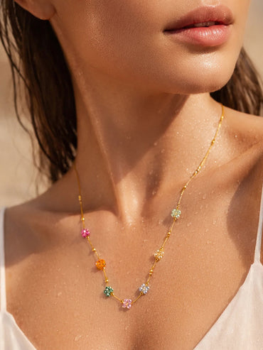 Demi Fine 18K Gold Plated Mini Multi-Floral Charm Necklace | Anti Tarnish