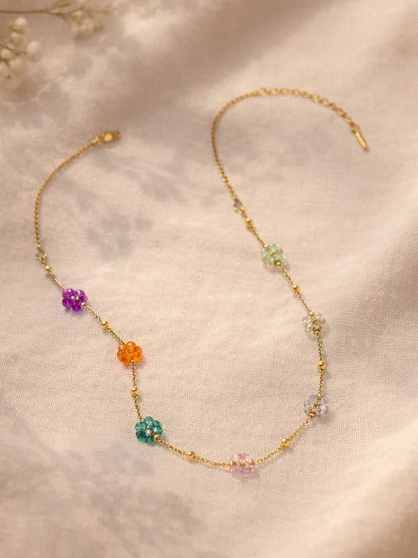 Demi Fine 18K Gold Plated Mini Multi-Floral Charm Necklace | Anti Tarnish