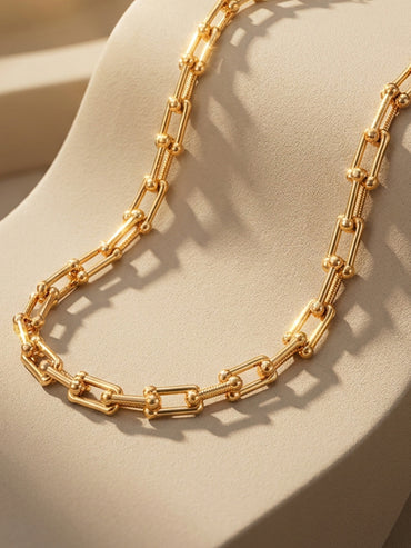 Demi Fine 18K Gold Plated Beaded Bar Link Chain Necklace | Anti Tarnish