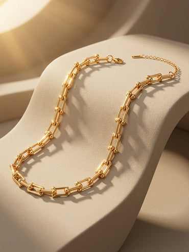 Demi Fine 18K Gold Plated Beaded Bar Link Chain Necklace | Anti Tarnish