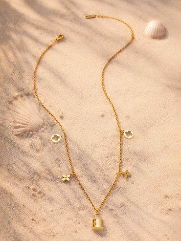 Demi Fine 18K Gold Plated Multi Charm Pendant Chain Necklace | Anti Tarnish