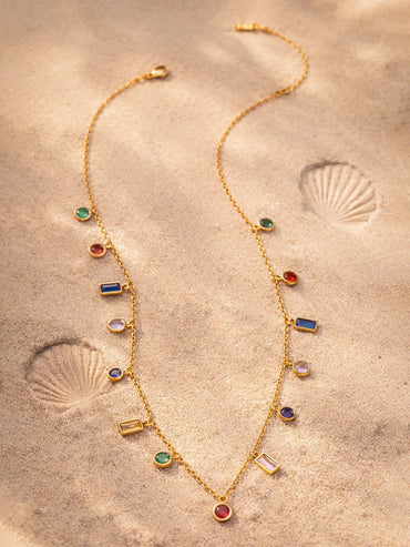 Demi Fine 18K Gold Plated Multi-Zircon Charm Chain Necklace | Anti Tarnish