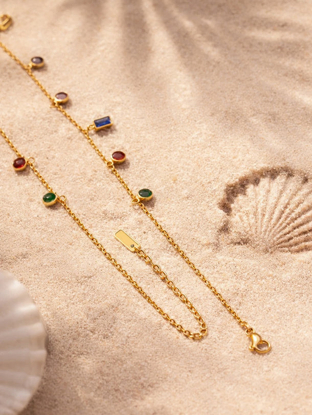 Demi Fine 18K Gold Plated Multi-Zircon Charm Chain Necklace | Anti Tarnish