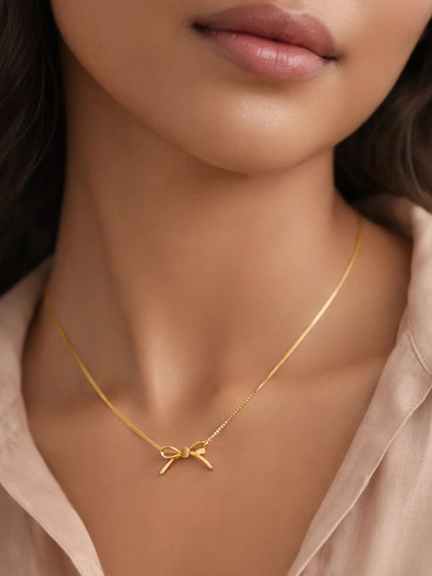 Demi Fine 18K Gold Plated Bow Knot Snake Chain Necklace | Anti Tarnish