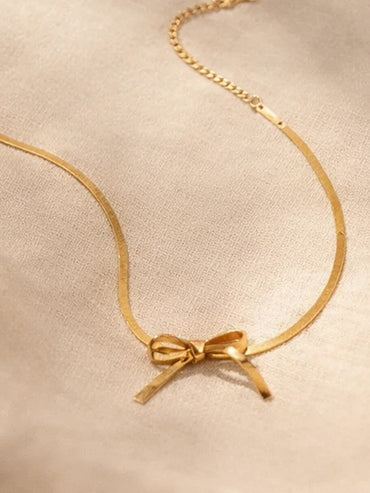 Demi Fine 18K Gold Plated Bow Knot Snake Chain Necklace | Anti Tarnish