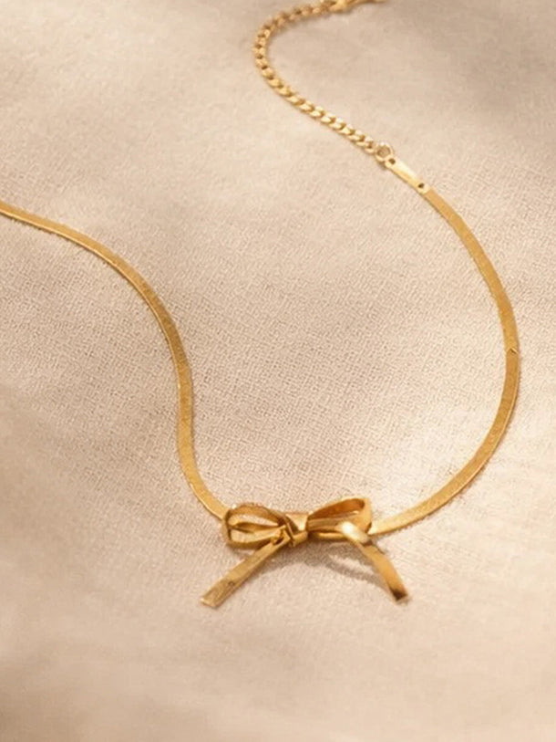 Demi Fine 18K Gold Plated Bow Knot Snake Chain Necklace | Anti Tarnish