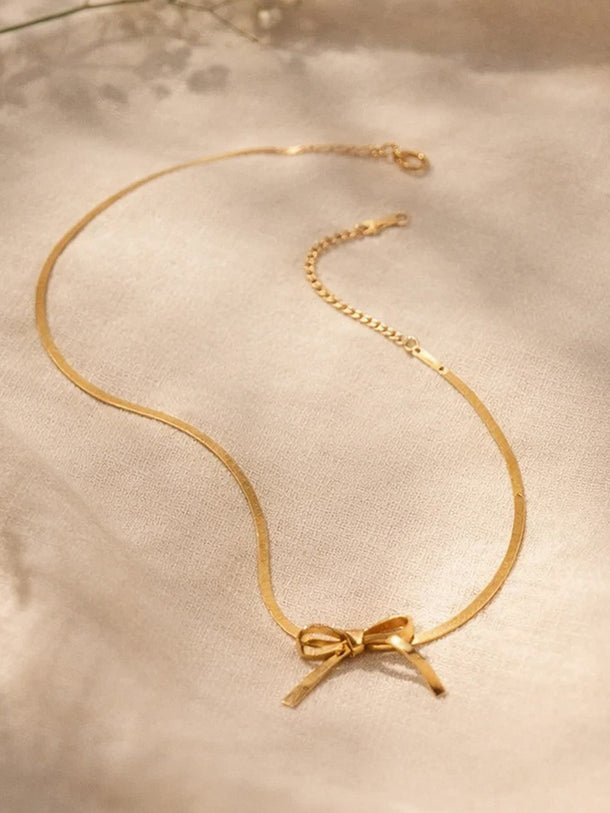 Demi Fine 18K Gold Plated Bow Knot Snake Chain Necklace | Anti Tarnish