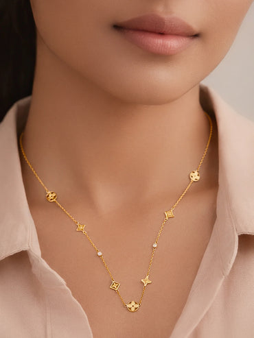 Demi Fine 18K Gold Plated Mini Multi-Charm Chain Necklace | Anti Tarnish