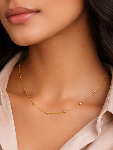 Demi Fine 18K Gold Plated Gold Beaded Chain Necklace | Anti Tarnish