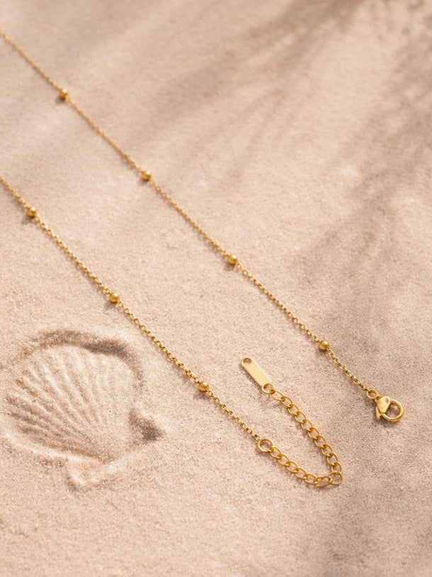 Demi Fine 18K Gold Plated Mini Pearl Flora Charm Chain Necklace | Anti Tarnish